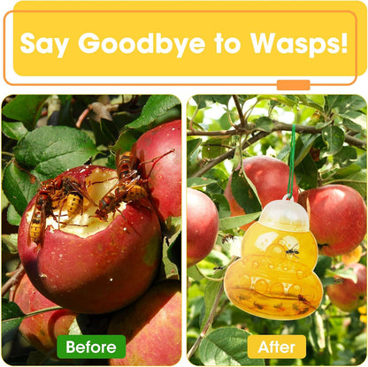 Wasp Traps Outdoor Hanging Yellow Jacket Trap Carpenter Bee Traps for Outside, Hornet Trap Plastic Bee Catcher Wasp Killers for Garden Farm (Yellow-2 Pack)