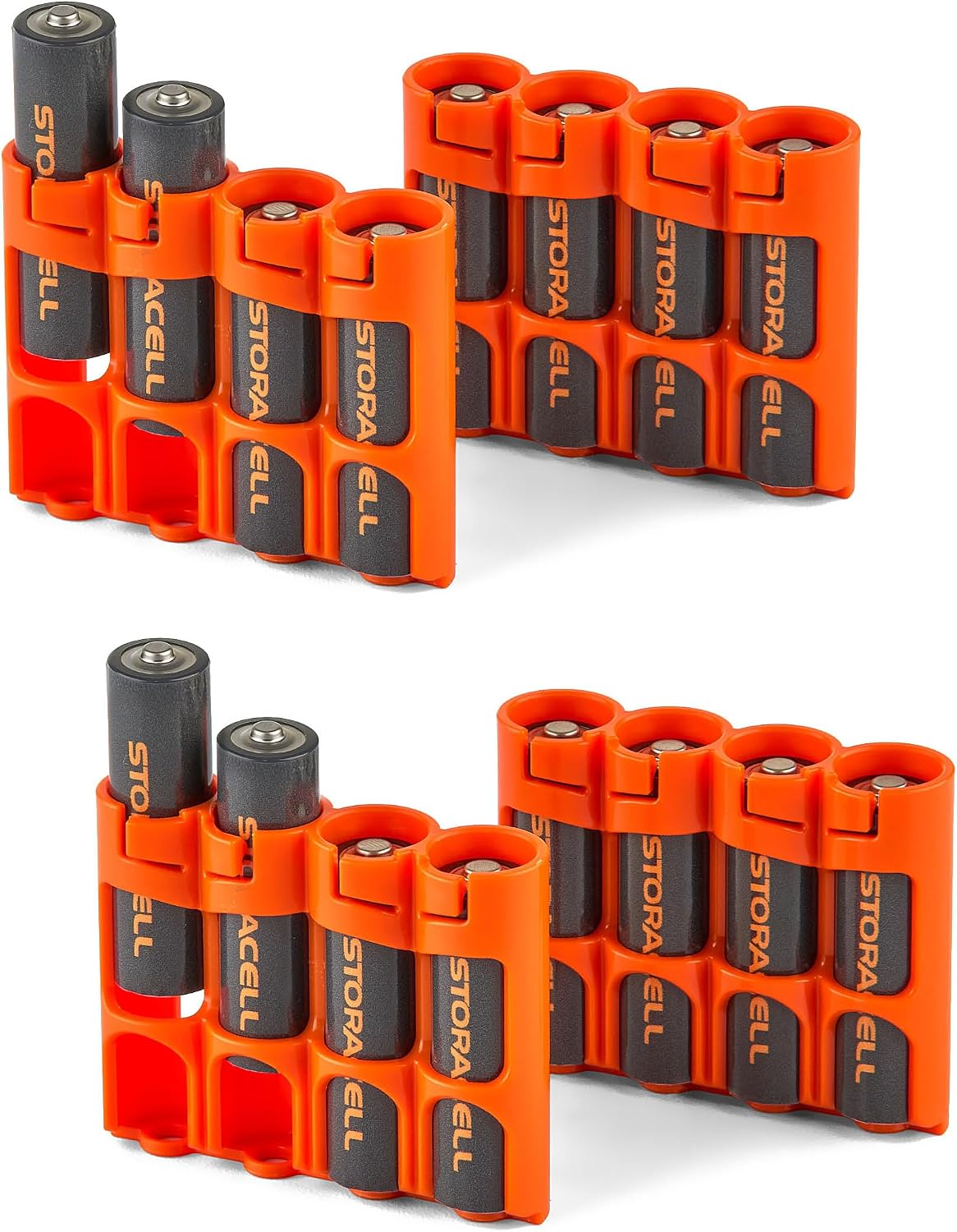 AA Battery Storage Caddy by Storacell, Black, Holds 4 Batteries (Not included)