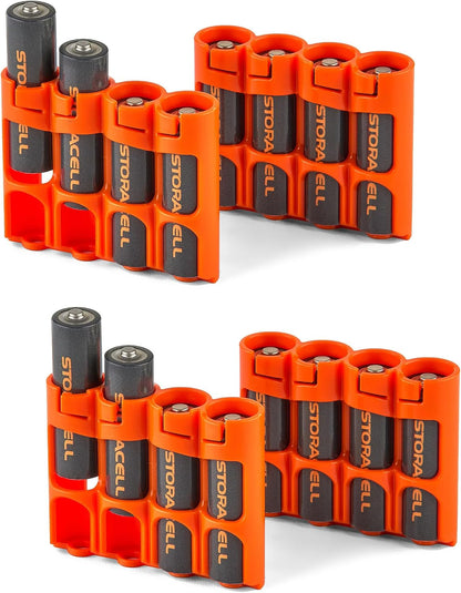 AA Battery Storage Caddy by Storacell, Black, Holds 4 Batteries (Not included)