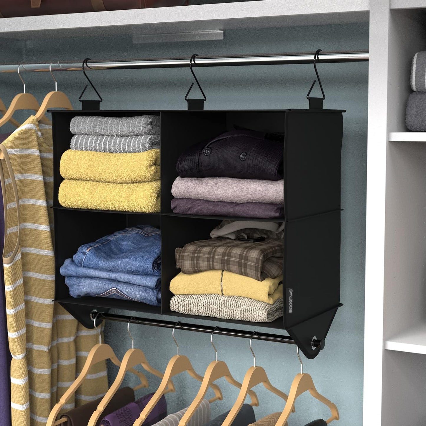 ClosetMaid 10-Shelf Fabric Hanging Shoe Storage Organizer for Closet, Charcoal Black