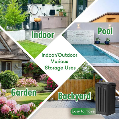 Outdoor Storage Box, 60 Gallon Waterproof Deck Box, Lockable Storage Container, Built-in Reinforcing Metal Rod Outside Resin Bin for Patio, Garden, Poolside and Garage