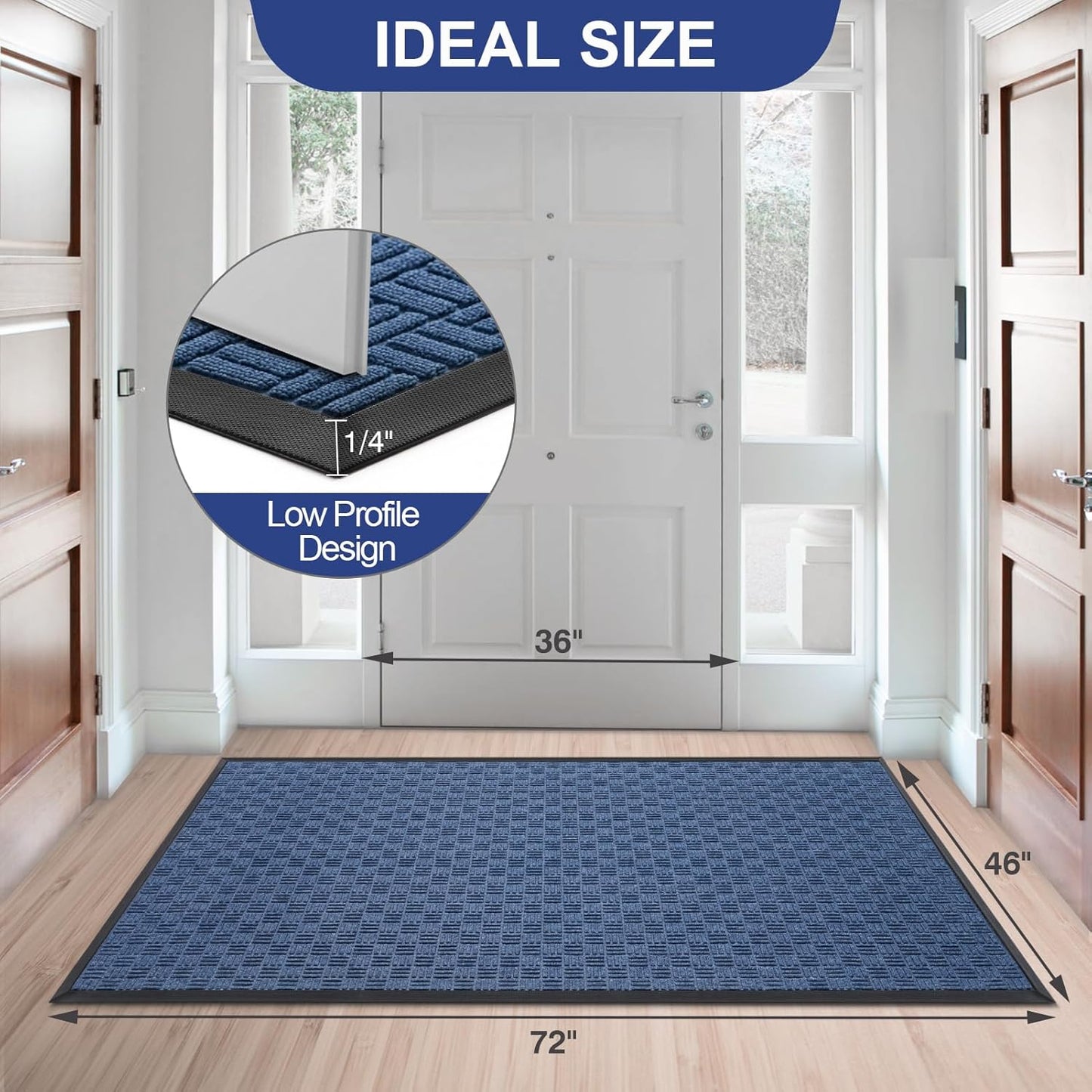 Mibao Front Door Mat, Heavy Duty Durable Welcome Mat for Outdoor Indoor, Dirt Trapper Waterproof Super Absorbent Door Mat for Entryway Outside Patio Porch, 29.5" x 17", Grey