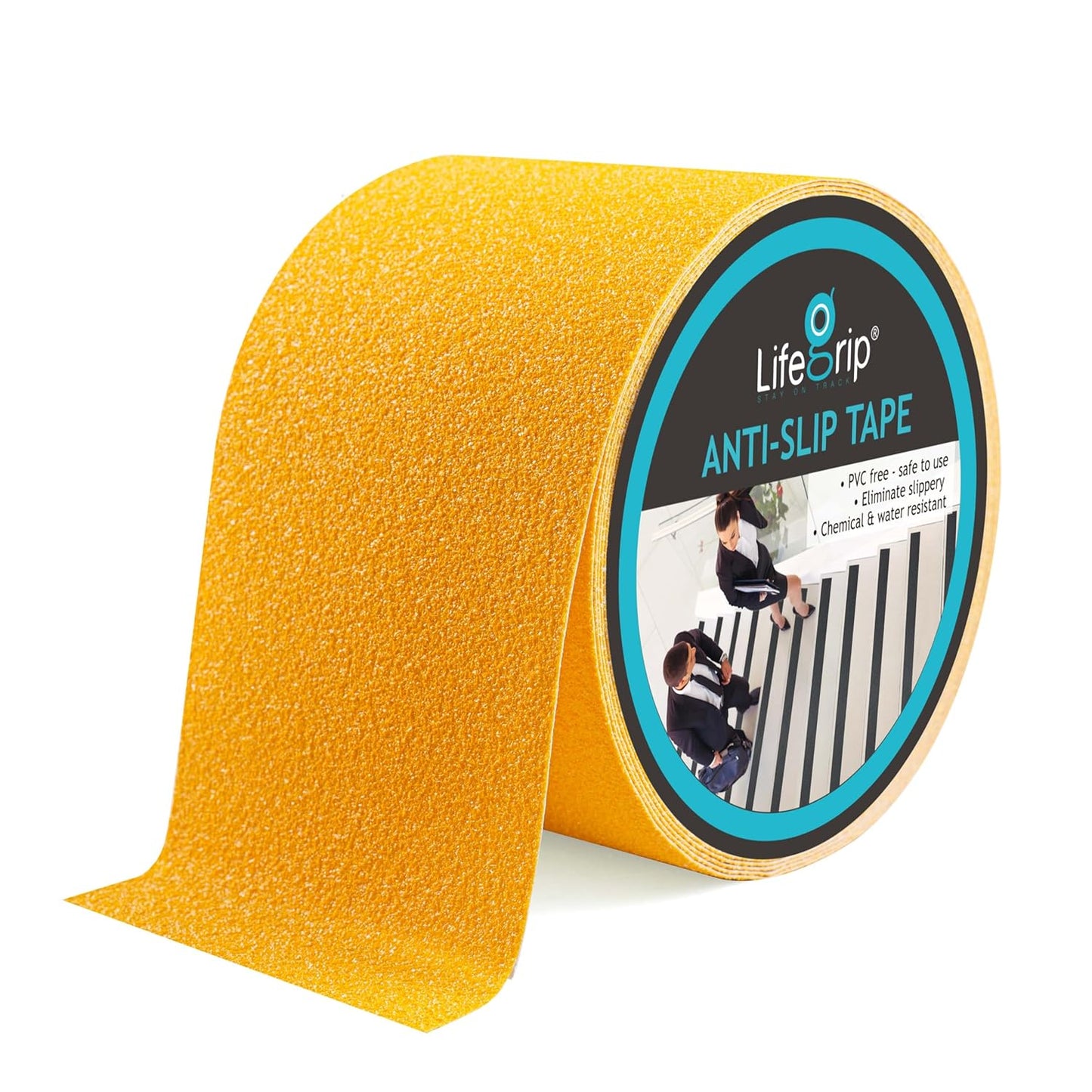 Lifegrip Anti Slip Tape, 4 Inch x 15 Foot Non-Slip Traction Grip Tape for Stairs, Waterproof Stair Treads Grip Non Slip, Non Skid Tape for Steps, Outdoor Black Grip Tape (4" X 15')