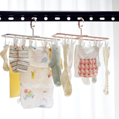 Foshine Clothes Drying Racks 2 Pack Small Folding Portable Underwear Hangers with 12 Clips 360° Rotatable Hook for Socks Drying Towels Bras Baby Clothes Gloves Plast 3 pcs Traceless Hook.