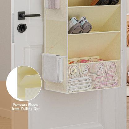 Criusia Shoe Organizer, Over the Door Shoe Organizer, Hanging Closet Shoe Storage with Large Deep Pockets, Fits 16–24 Pairs of Sneakers, Sandals, Boots, Gray