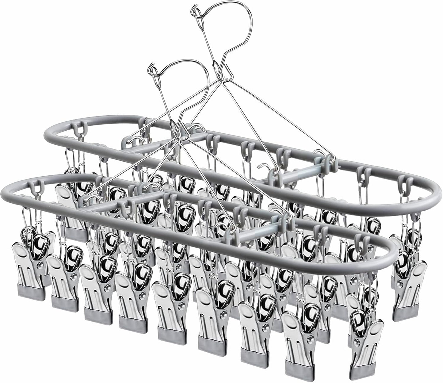 PHYDELU Drying Rack Clothing with 20 Clips，Sock Hanger for Drying，Hanging Clothes Dryer Underwear Hangers Racks Laundry Herb Socks Panty Wet Bra Lingerie Baby Delicates Foldable Small Indoor Metal
