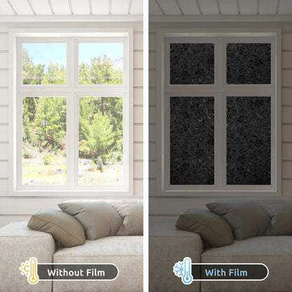 rabbitgoo Window Privacy Film, Decorative Stained Glass Window Film, Sun Blocking Glass Clings, Renter-Friendly Static Cling Frosted Sticker Covering for Home Door, Rainbow Tulip 17.5" X 78.7"