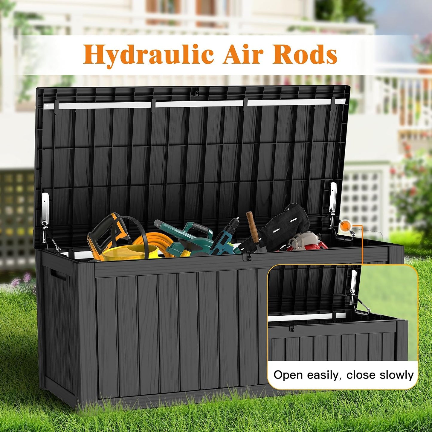 Outdoor Storage Box, 50 Gallon Waterproof Deck Storage Box, Lockable Patio Storage Bins for Package Delivery, Porch, Garden Tool, Cushions, Anti-Theft Weatherproof & UV-Resistant Parcel Drop Box