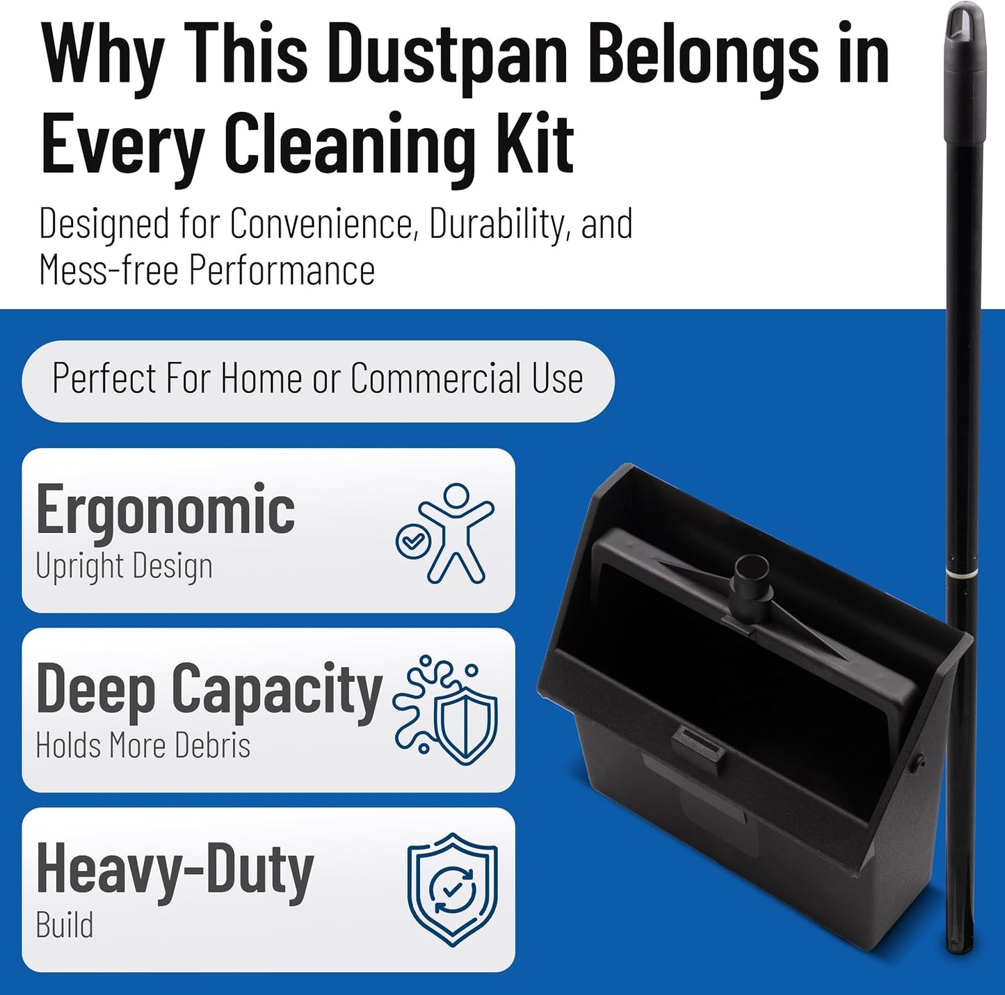 Carlisle FoodService Products Duo-Pan 36" Short Upright Dust Pan & Broom Set, Black