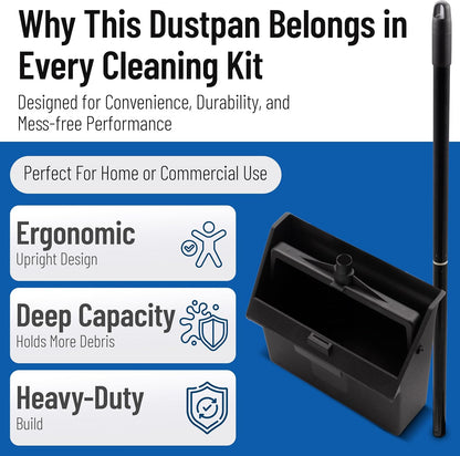 Carlisle FoodService Products Duo-Pan 36" Short Upright Dust Pan & Broom Set, Black