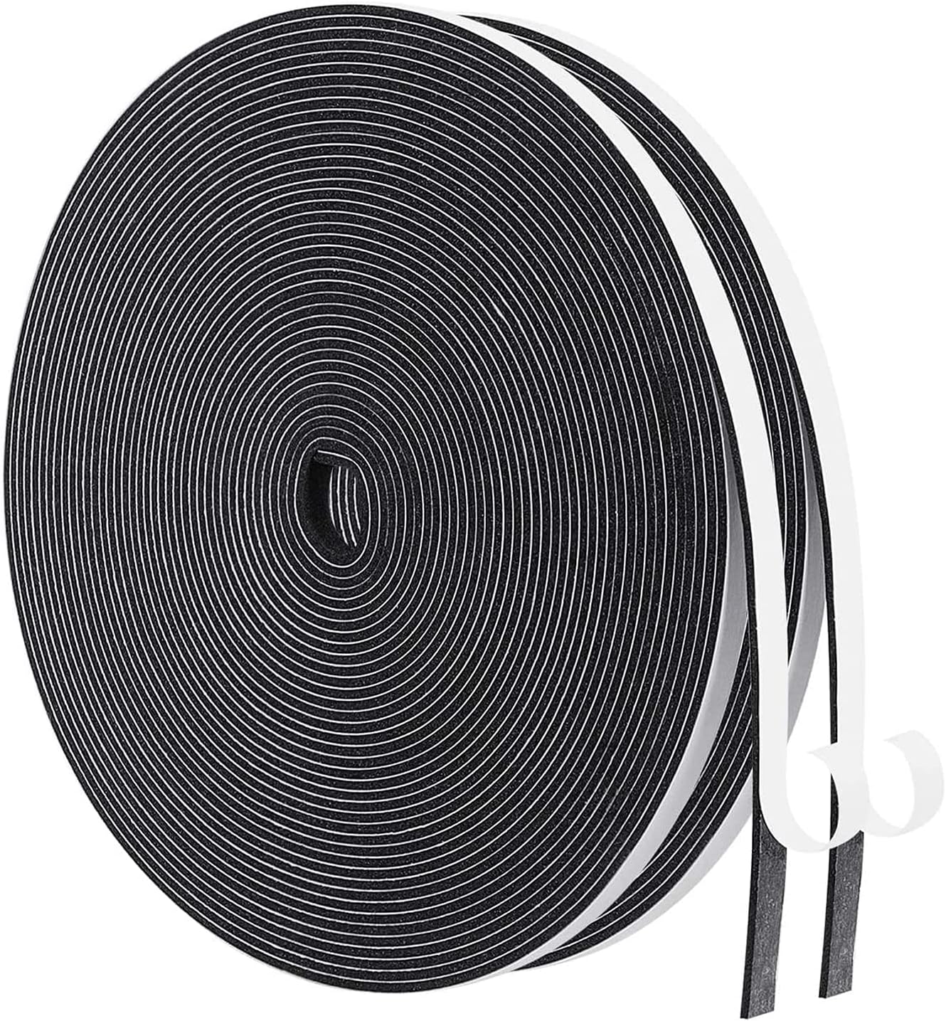 MAGZO Weather Stripping Door Seal, 1/2 Inch Wide X 1/8 Inch Thick Adhesive Foam Tape Soundproof Weatherstripping for Windows, 3 Rolls Total 50FT Black