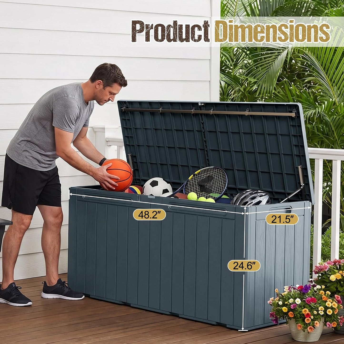 32 Gallon Deck Box Outdoor Indoor Waterproof Storage Box for Patio Furniture, Pool Accessories, Garden Tools, and Cushion Storage, Black