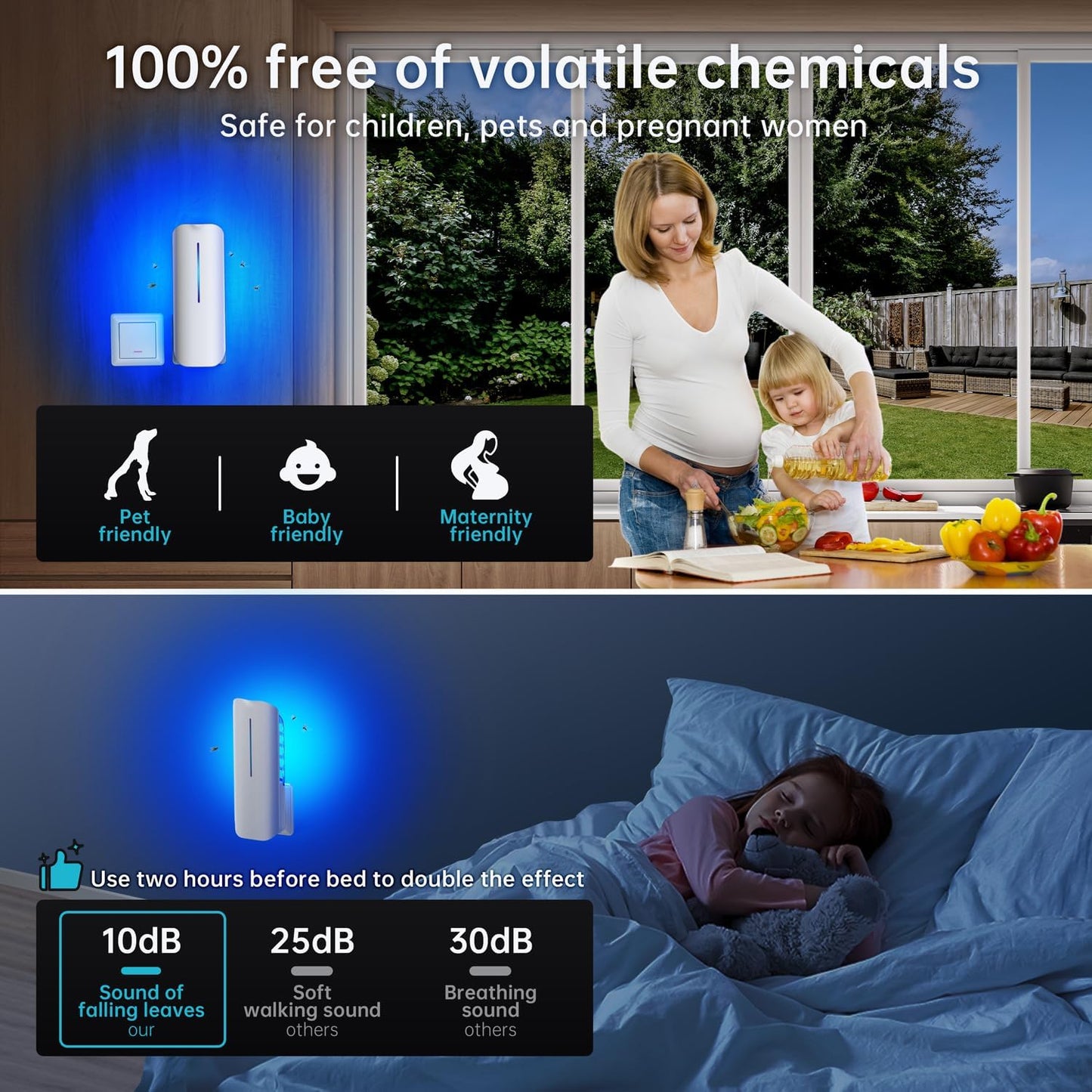 Flying Insect Trap Plug in Mosquito Bug Zapper Indoor Gnat Moth Catcher with 9W Night UV Light, 10 Sticky Glue Board Refills for Home Office