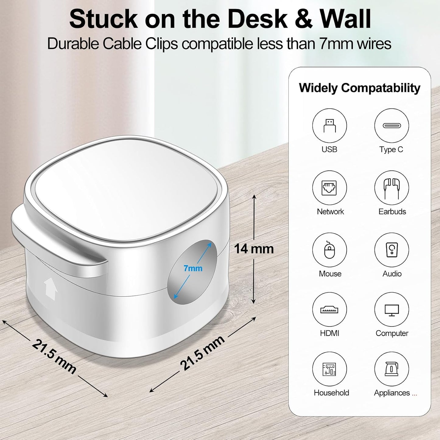 12 Pack,Magnetic Cable Clips & Silicon Cable Ties,[Cable Smooth Adjustable Under Desk Organizer],Cable Management,Cord Holder-Desk Stand Cable Organizer Holding,Adhesive for Home Cable Keeper