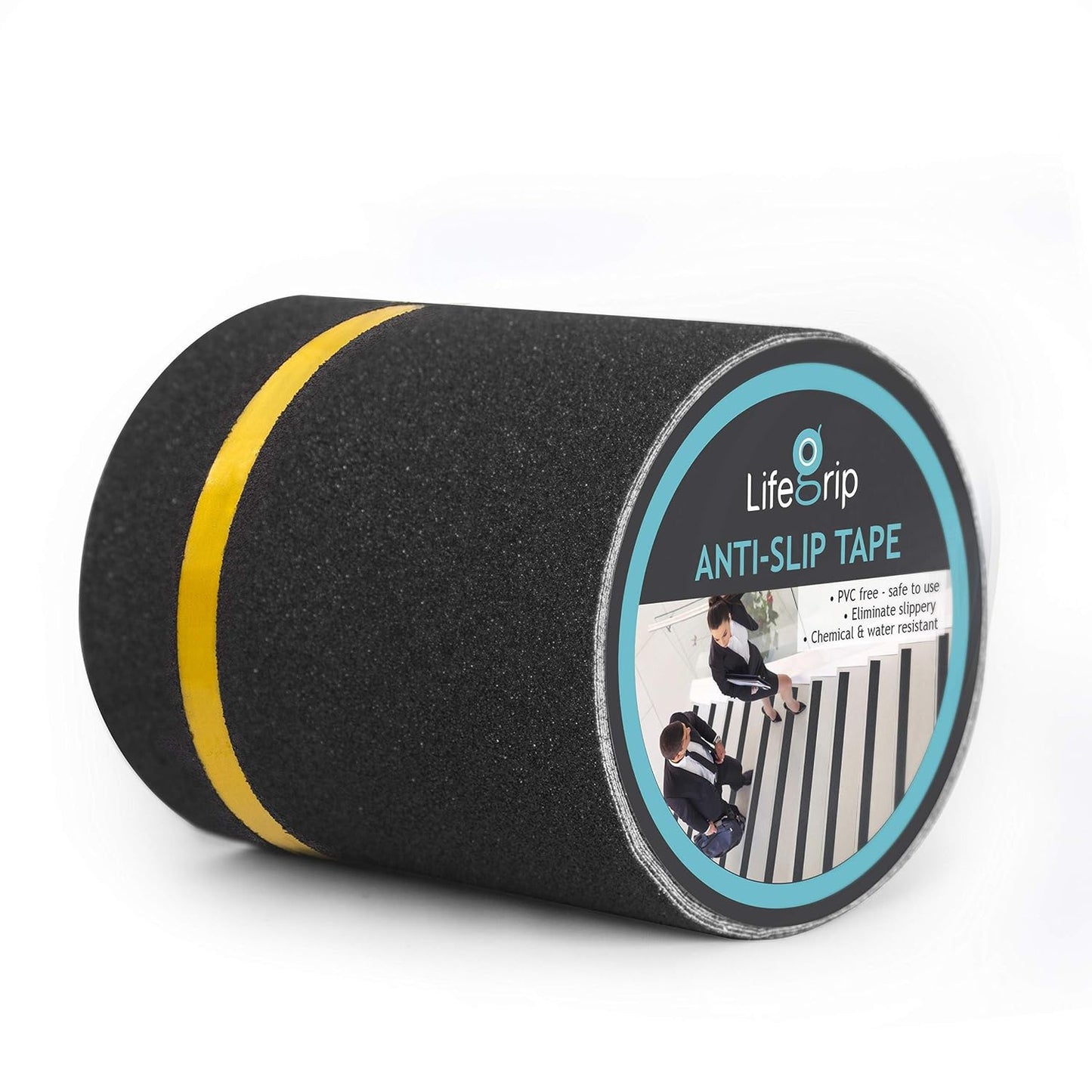 Lifegrip Anti Slip Tape, 4 Inch x 15 Foot Non-Slip Traction Grip Tape for Stairs, Waterproof Stair Treads Grip Non Slip, Non Skid Tape for Steps, Outdoor Black Grip Tape (4" X 15')