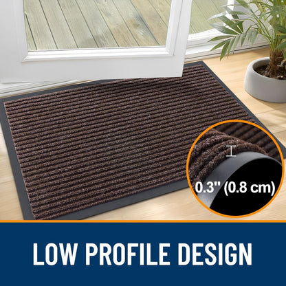 OLANLY Front Door Mat Indoor Outdoor Entrance, 2-Pack 29.5 x 17 Inch, Waterproof Heavy Duty Doormat, Fade Resistant, Low Profile, Easy Clean Patio Porch Welcome Floor Mats for Entry, Grey