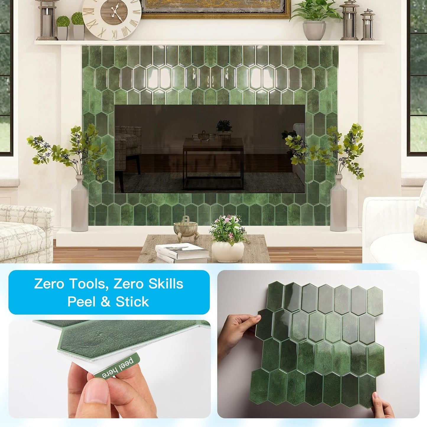Art3d 10-Sheet Heavy-Duty Peel and Stick Backsplash, Self-Adhesive Vinyl Wall Tiles for Kitchen Countertop Bathroom, White