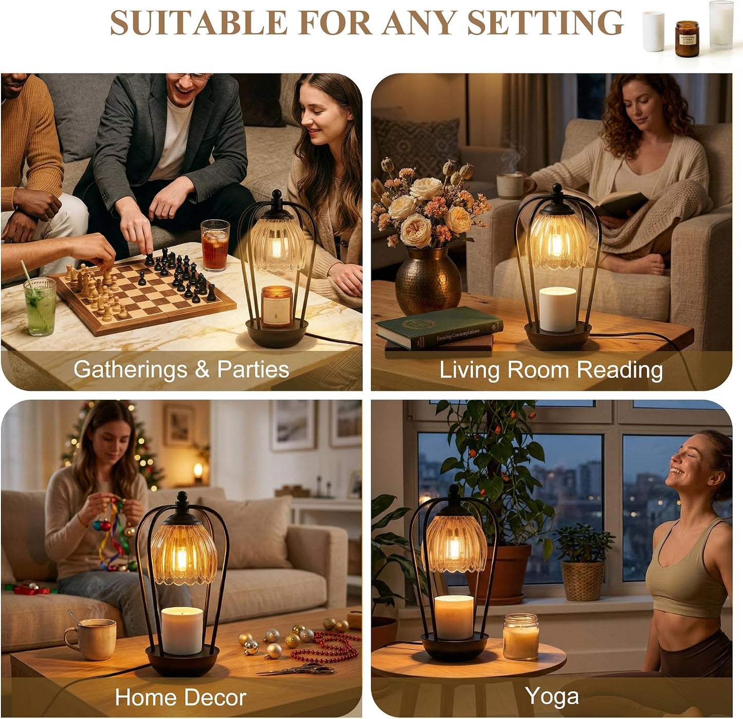 Candle Warmer Lamp with Timer and Wireless Remote Control, Dimmable Candle Warmer for Jar Candles, Height Adjustable Wax Melts Warmer, Mothers Day Birthday Gift for Women, House Warming New Home Decor