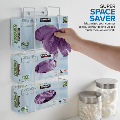 Stock Your Home (White) Metal Single Gloves Dispenser, Tissue Box Shelf, Glove Box Holder Wall Mount, for Kitchen, Cleaning Closet, Lab, Exam, Office