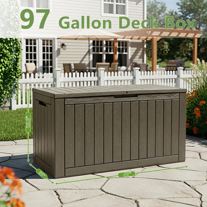 KAMABOKO 31 Gallon Outdoor Storage Box, Resin Deck Boxes Indoor and outdoor, Waterproof Storage Box Lockable Lid for Garden Tools, Package Delivery, Pool Supplies, Patio Cushions, Black