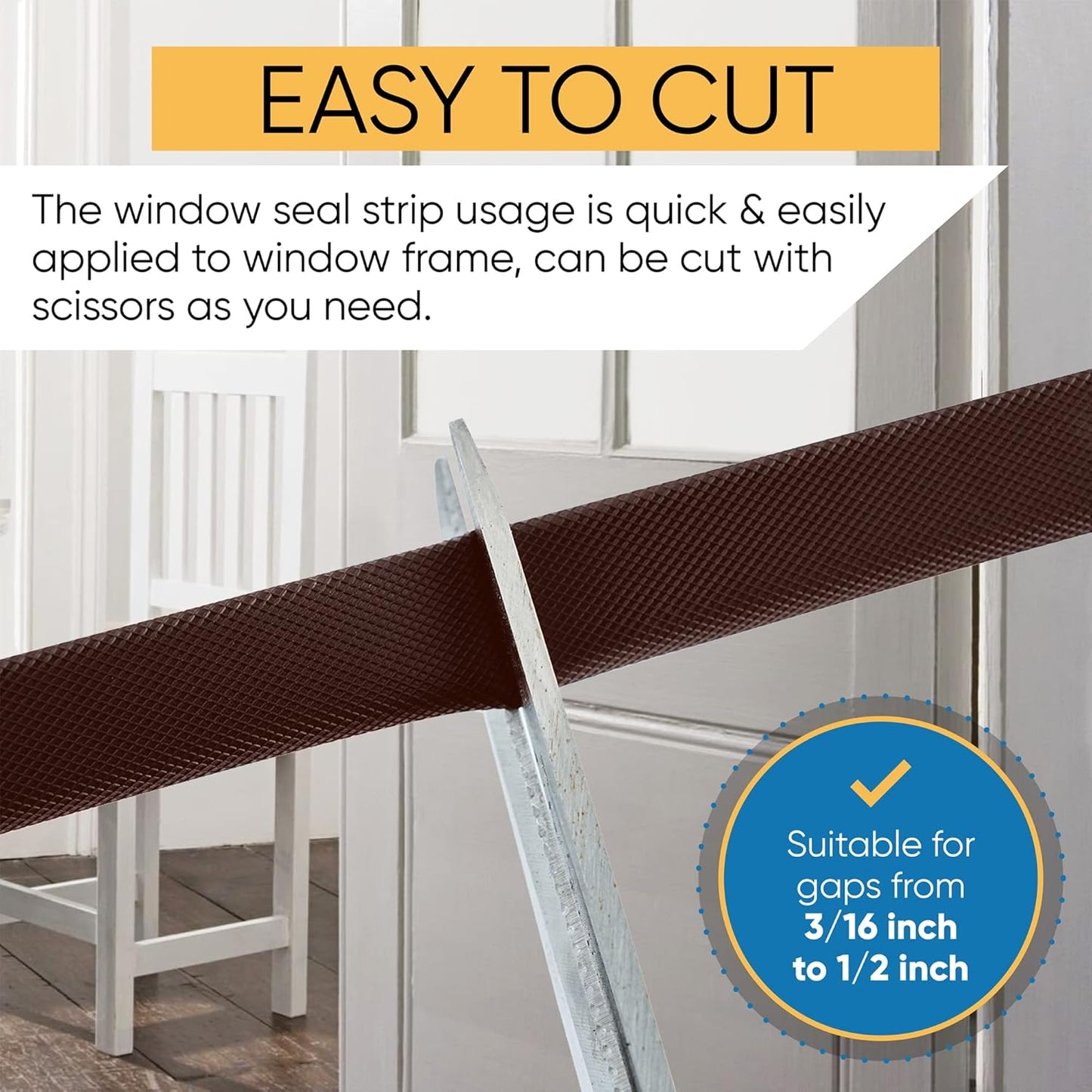 Adhesive V Shape Weatherstrip, Weather Stripping Door Seal Strip Foam Door Frame Insulation Side Jamb Bottom Groove Gap Filler Soundproof V Weatherstripping (Black, 1/2 in x 1/2 in x 26 Ft)