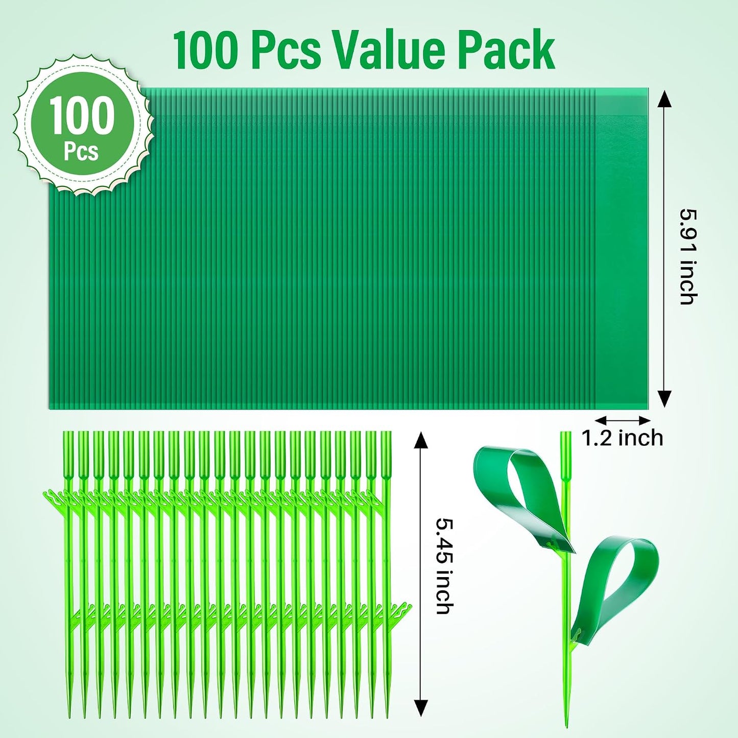 100 Pcs Gnat Sticky Traps for Plants, Sticky Traps for Gnats with 20 Stakes to Control, Aphids, Plant Bug, Mosquito Bits and Whiteflies(Green)