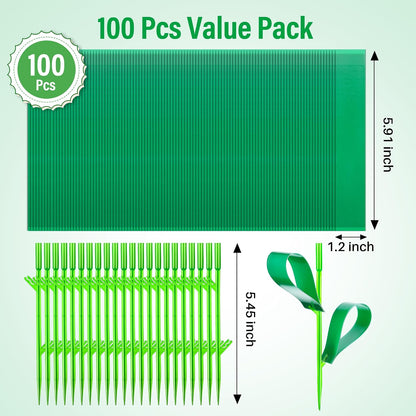 100 Pcs Gnat Sticky Traps for Plants, Sticky Traps for Gnats with 20 Stakes to Control, Aphids, Plant Bug, Mosquito Bits and Whiteflies(Green)