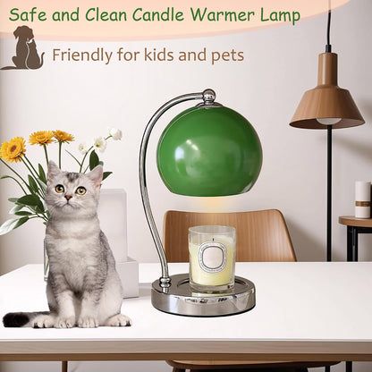 Candle Lamp Warmer, Wide Base Scented Candle Warmer with Timer and Dimmer, Modern Candle Melting Lattern, Home Decor Table Lamp (Silver)