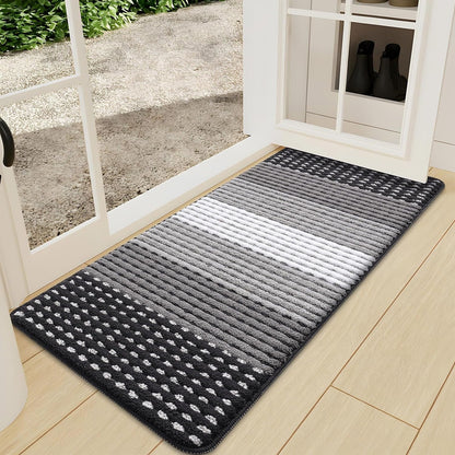 Kitinjoy Indoor Outdoor Door Mat, 32x20 Non-Slip Absorbent Dirt Trapper, Low-Profile Washable Inside Entrance Front Floor Mat, Sturdy Soft Entry Doormats for Entryway, Grey