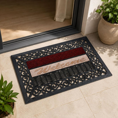 ROOM127 Outdoor Doormat, 28.3" x 16.9", Heavy Duty Rubber Scraper Door Mat | Multi-Zone Cleaning, Absorbent Strip, Open Drainage, Non-Slip Indoor Outdoor Rug for Front Door Patio Garage Mudroom