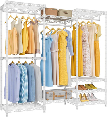 VIPEK V5 Heavy Duty Clothes Rack, Portable Closet Wardrobe with 4 Hanging Rods & 8 Shelves, Freestanding Adjustable Garment Rack for Bedroom, Walk-in Closet, 890 lbs Capacity, Black, 68.9" L