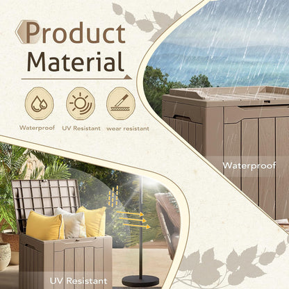 Flamaker Outdoor Storage Box 80 Gallon Resin Waterproof Deck Box Delivery Box with Wood Texture Large Storage Bin for Patio Cushions, (Grey)