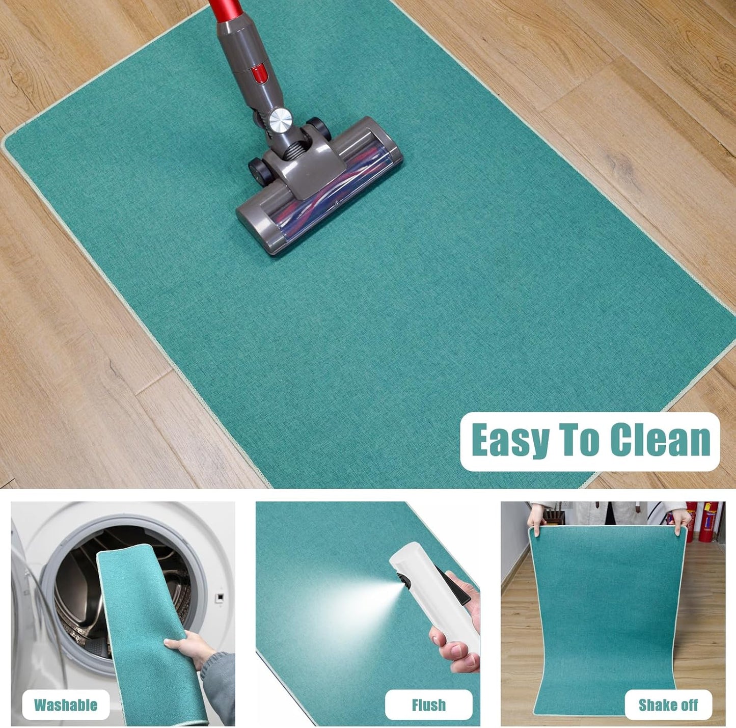 Yancorp 16"x26" Ultra Thin Bathroom Rugs,Low Profile Bath Rug,Rubber mat,Fit Under Door,Non Slip,Machine Washable Shower Rug,Dark Grey