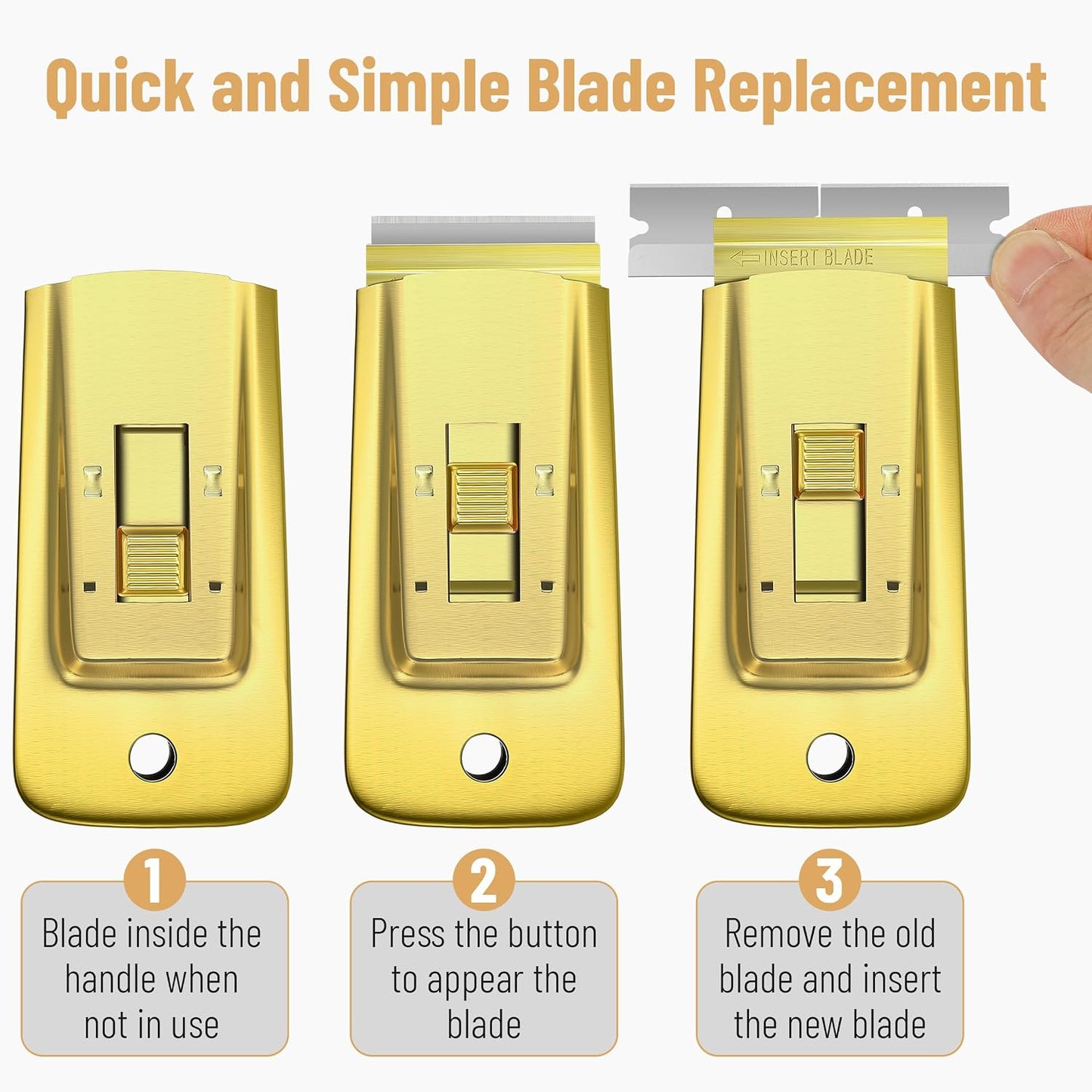 Bates- Metal Razor Blade Scraper, 2 Pack, 30 Extra Blades, Scraper for Cleaning, Glass Scraper, Razor Blade Scraper Tool, Razor Scraper Tool, Scraper Blades, Window Scraper with Razor Blade