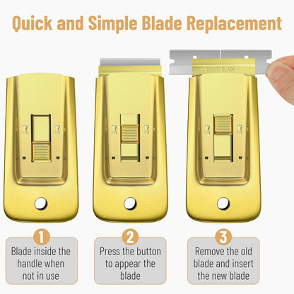 Bates- Metal Razor Blade Scraper, 2 Pack, 30 Extra Blades, Scraper for Cleaning, Glass Scraper, Razor Blade Scraper Tool, Razor Scraper Tool, Scraper Blades, Window Scraper with Razor Blade