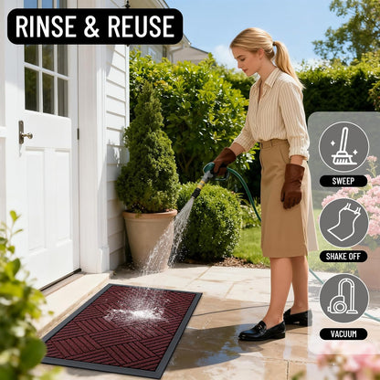 OLANLY Front Door Mat Outside Entrance 29.5x17, Absorbent, Heavy Duty Sturdy Natural Rubber Doormat Indoor Outdoor, Stain and Fade Resistant, Non-Slip Low Profile Floor Mat for Entryway, Grey Diamond