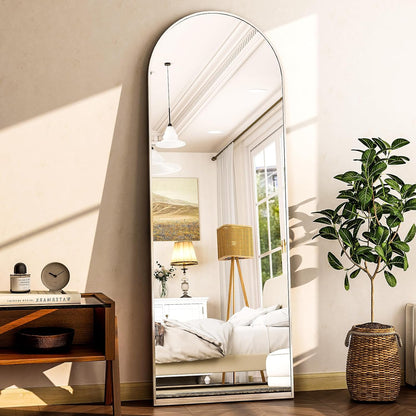 HARRITPURE 64"x21" Arched Full Length Mirror Free Standing Leaning Hanging Mounted Mirror Aluminum Frame Modern Simple Home Decor for Living Room Bedroom Cloakroom, Gold