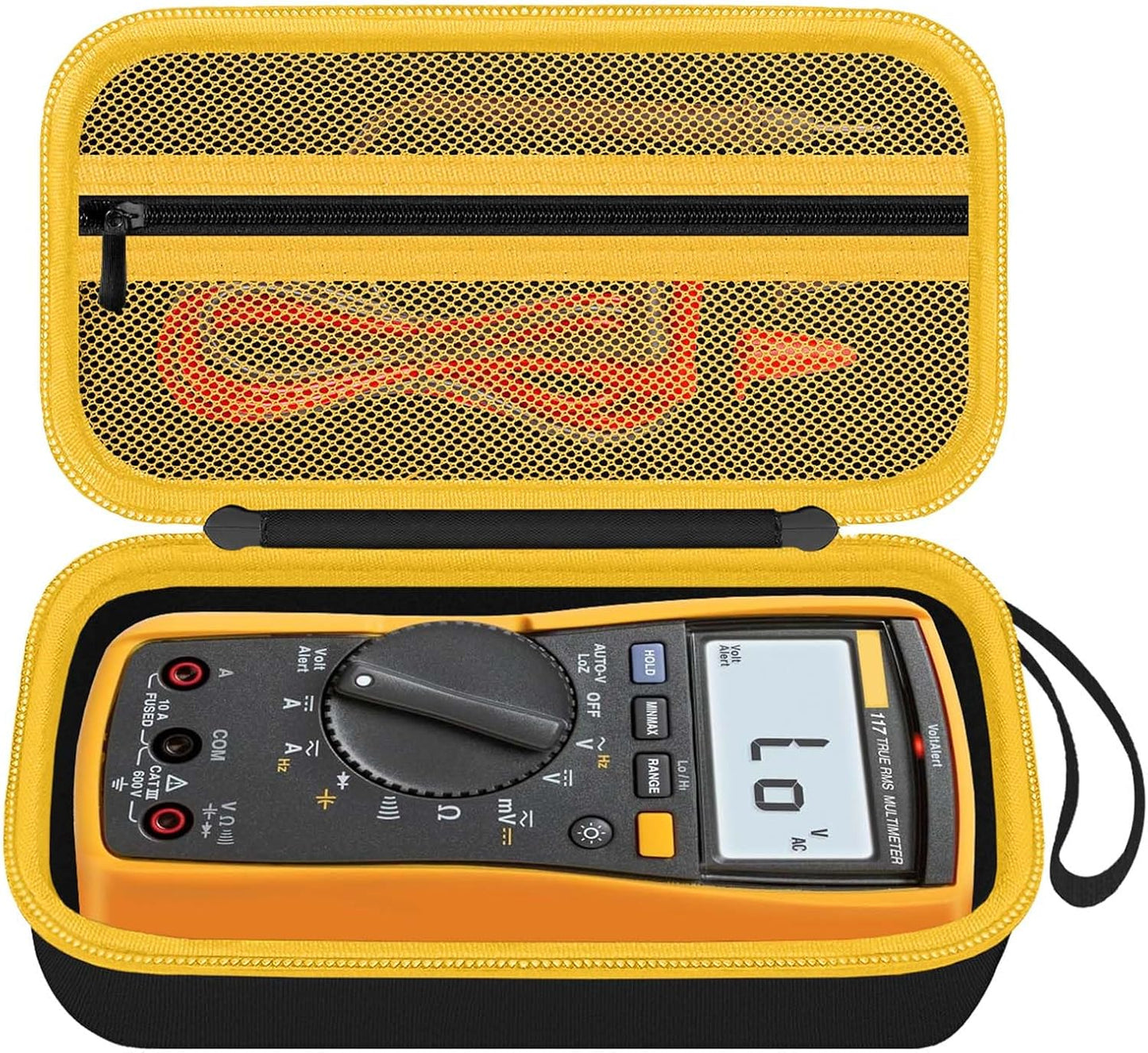 Carrying Case for Fluke 15B+/17B+/Fluke 101/117/115/116/114/113/177/179/233/106/107 Multimeter Testers and Accessories, Multimeter Storage Bag Organizer Box -Black (Case Only)