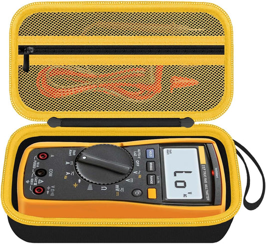 Carrying Case for Fluke 15B+/17B+/Fluke 101/117/115/116/114/113/177/179/233/106/107 Multimeter Testers and Accessories, Multimeter Storage Bag Organizer Box -Black (Case Only)