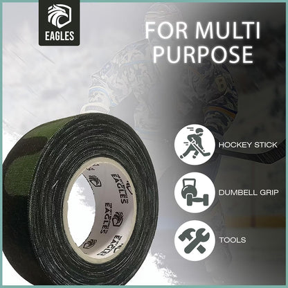 EAGLES Hockey Tape Multipurpose Cloth Tape Roll for Lacrosse Baseball & Softball Bats, Rackets, Pullup Bars, Gardening Tools, Sports Gift Perfect for Wrist, Ankle, Foot, Knee and Hand Taping (Clear)