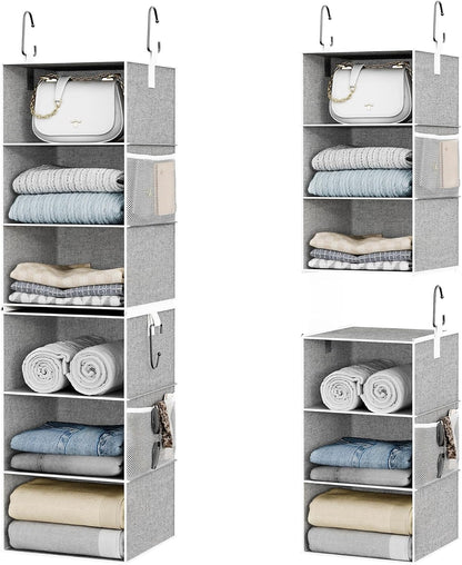 StorageWorks 6-Shelf Closet Organizers, Two 3-Shelf Separable Hanging Shelves for Closet, 12 1⁄2" D x 12 1⁄2" W x 47 ¼" H, Mixing of Beige, White & Ivory