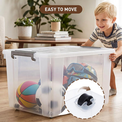 Citylife 57 QT Plastic Storage Bins with Double-Opening Lids, Storage Containers for Organizing, Large Clear Storage Box for Closet, Blankets, 2 Packs