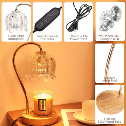 Flower Candle Warmer Lamp with Timer & Dimmer - Fits All Jar Scented Candles - Christmas & Mother's Day Gift for Women，Mom，Her