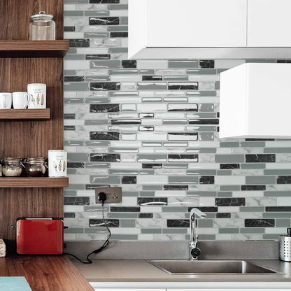 Art3d 10-Sheet Peel and Stick Kitchen Backsplash Tiles, 12"x12" Self-Adhesive Marble Grey Wall Tiles for Kitchen and Bathroom
