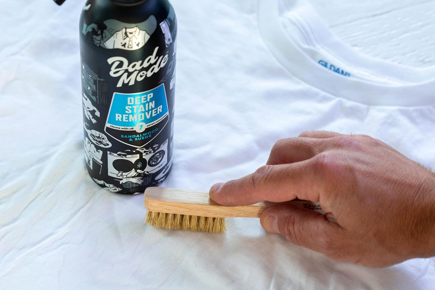 DadMode Laundry Stain Brush – Removes 25% More Stains – Beechwood Laundry Brush with Boar’s Hair Bristles – Ergonomic Handle for Clothes, Kids Messes & Tough Fabric Stains