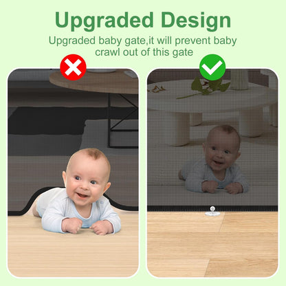 Retractable Baby Gate for Stairs & Doorways, 33" Tall Extends to 71" Wide | Extra Wide Safety Kid Pet Gate, Mesh Dog Gate for Indoor,Outdoor, Hallways One-Handed Operation, Easy Install(33”x71”-Black)