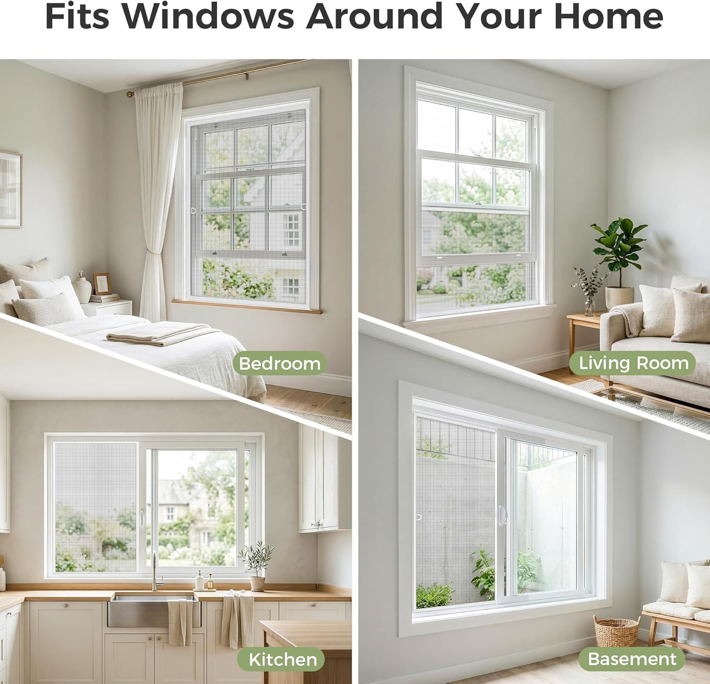 FLYZZZ 2-Pack Window Screen Frame Kit, Heavy-Duty DIY Window Screen Replacement Kit up to 48" x 60" with Upgraded Aluminum Frame (125g/m), Full Tool Set & Easy-Install Clips