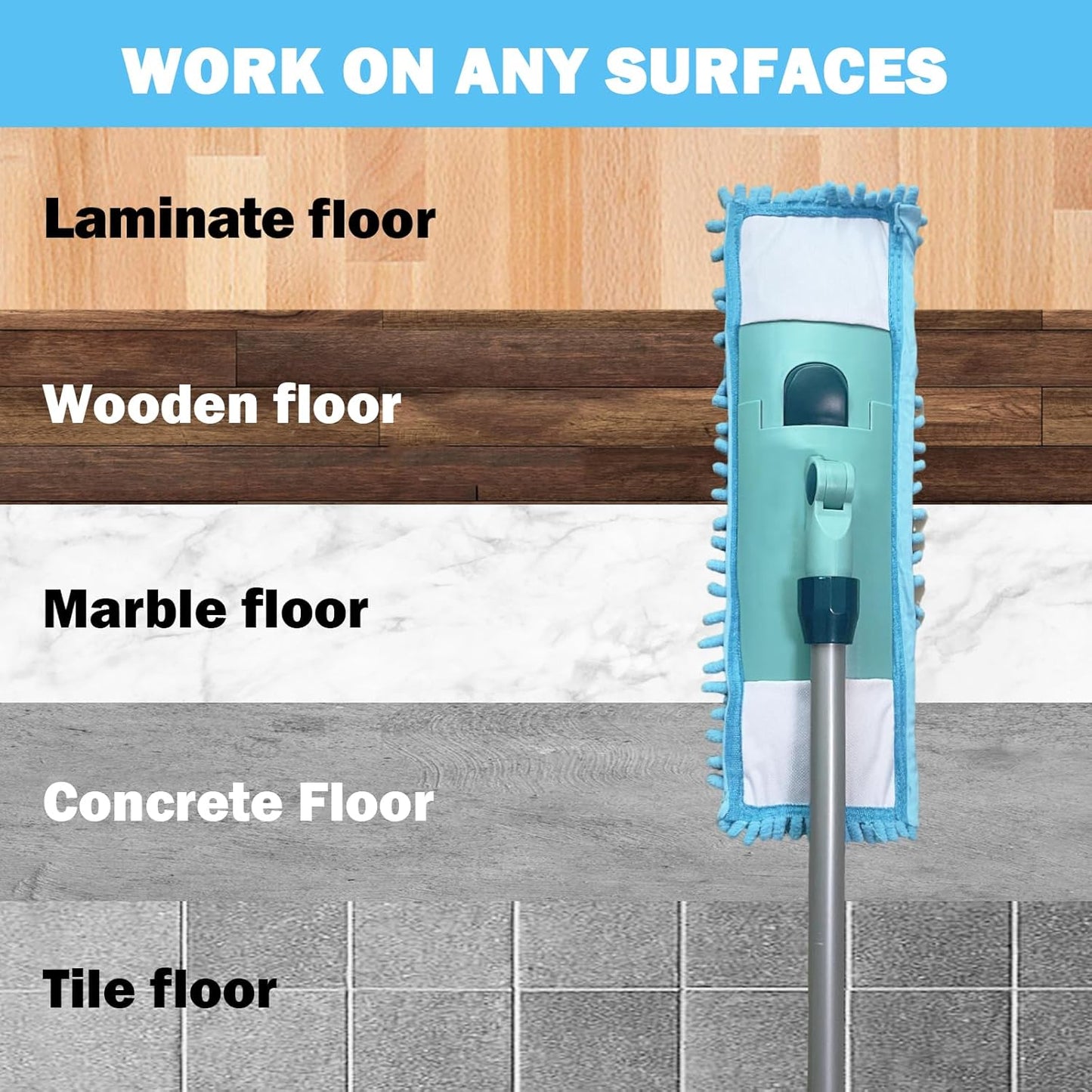 4PCS 16'' Microfiber Dust Mop Pads Compatible with Leifheit 55210,Reusable Mop Refills,Replacent Wet Mopping Pad & Washable Dry Sweeping Cloths for Hardwood Floor/Tile/Marble Cleaning
