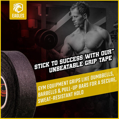 EAGLES Hockey Tape Multipurpose Cloth Tape Roll for Lacrosse Baseball & Softball Bats, Rackets, Pullup Bars, Gardening Tools, Sports Gift Perfect for Wrist, Ankle, Foot, Knee and Hand Taping (Clear)