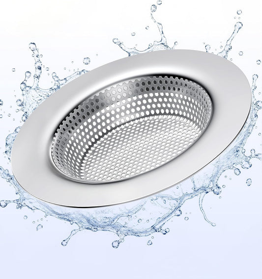 Anti-Clog Sink Drain Strainer Applicable to Different Kitchen Drains, Safe Design Stainless Steel Kitchen Sink Strainer, Drain Cover Filter Food Catcher Basket Easy to Clean - Inner Diameter 2.95 Inch